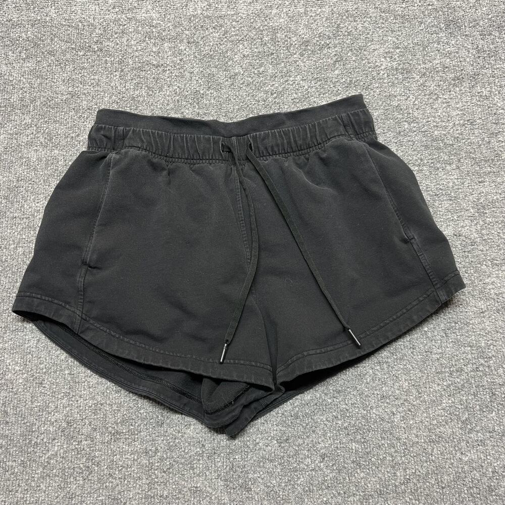 Lululemon Sweat Shorts Womens 8 Black Lined Drawstring Pockets 3 Inseam Athletic